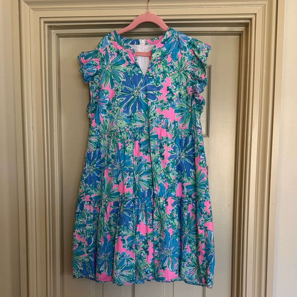 Lilly Pulitzer Vibrant Blue and Pink Floral Girls Dress